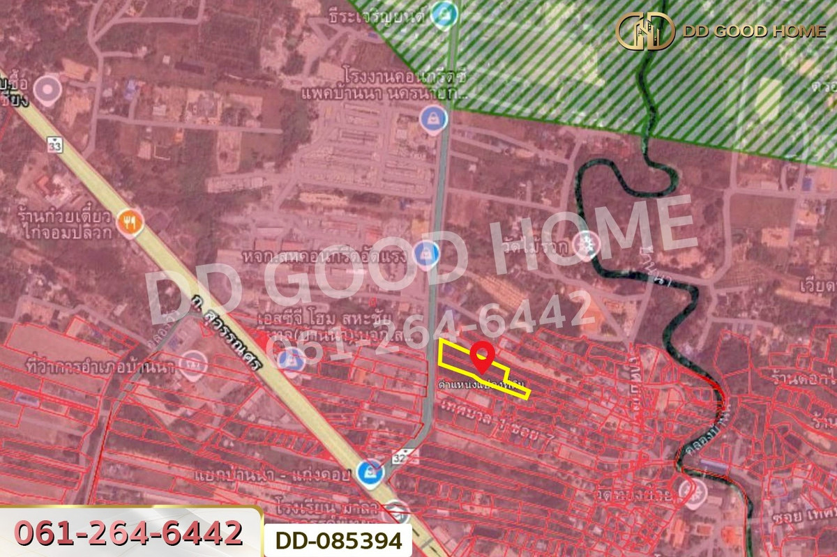 For SaleLandNakhon Nayok : Land for sale in Ban Na, Nakhon Nayok, 4 rai 257 sq.w., near Ban Na Subdistrict Administrative Organization. DD-085394