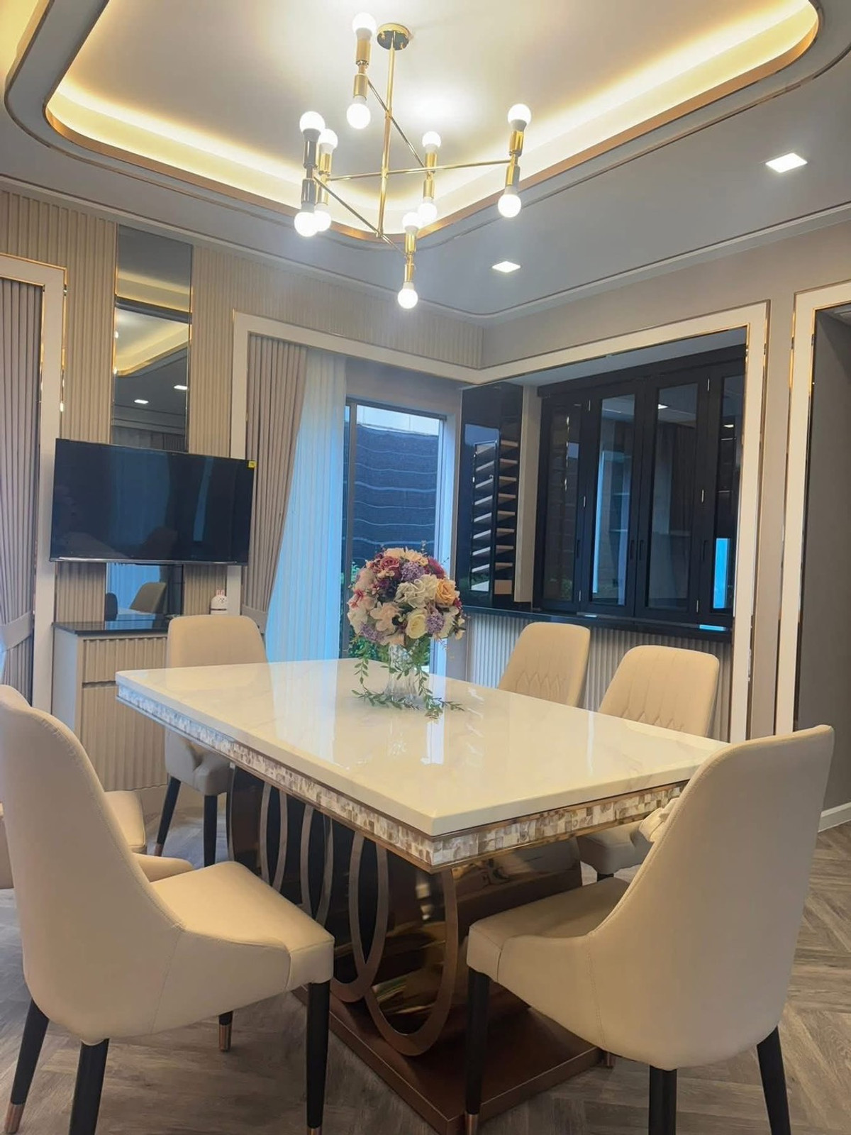 For RentHouseLadkrabang, Suwannaphum Airport : Single house for rent, Perfect Masterpiece Rama 9-Krungthep Kreetha. Complete with electrical appliances and furniture