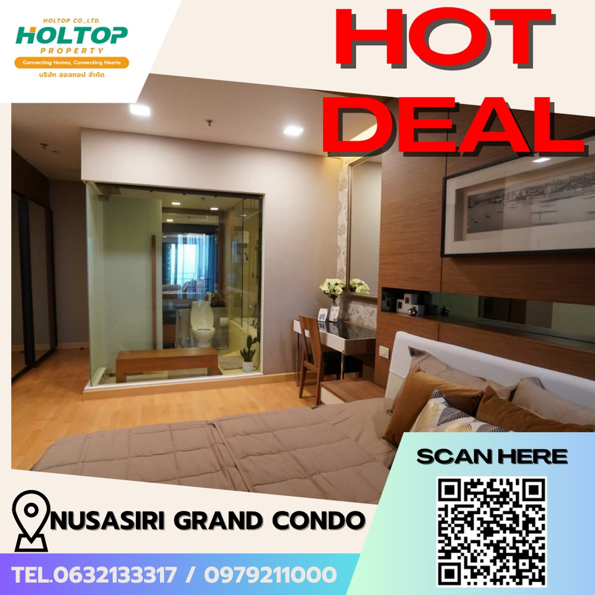 ให้เช่าคอนโดสุขุมวิท อโศก ทองหล่อ : E267 🎉300369 ให้เช่าคอนโด Nusasiri Grand Condo