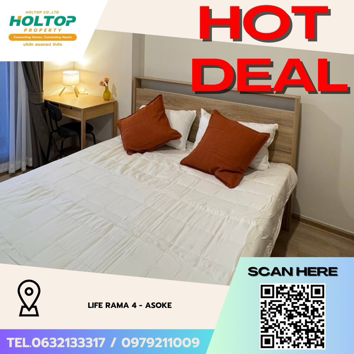 ให้เช่าคอนโดคลองเตย กล้วยน้ำไท : #Z5136💥 060469 🔥ให้เช่าคอนโด Life Rama 4 - Asoke 