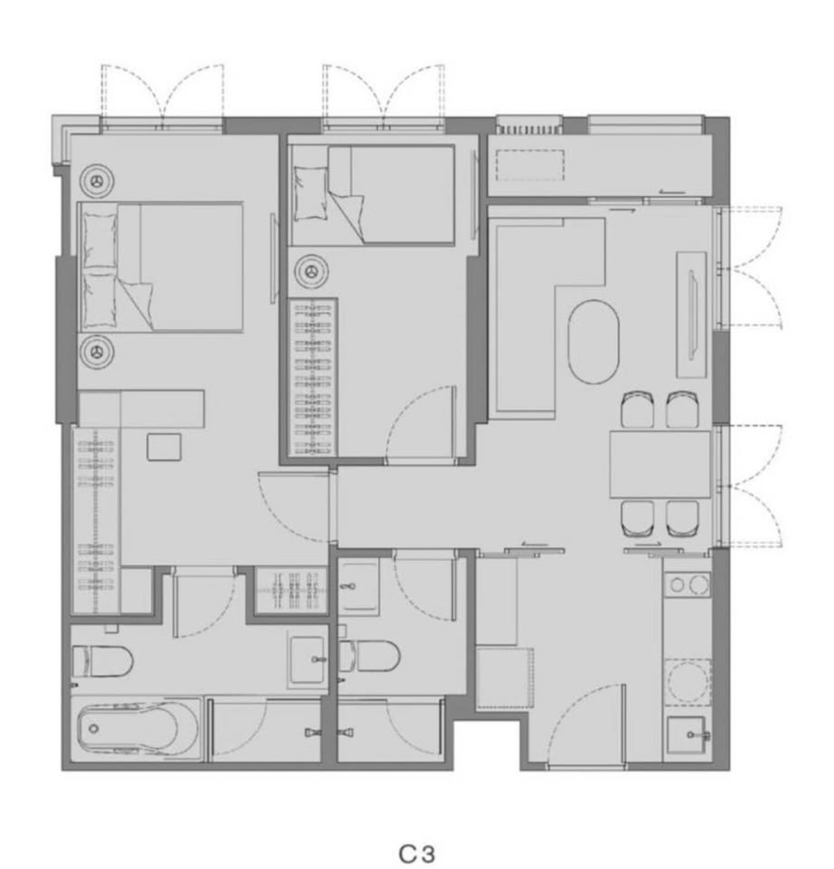 ให้เช่าคอนโดสุขุมวิท อโศก ทองหล่อ : ᚱ ให้เช่า คอนโด🔥2 ห้องนอน ห้องมุม ชั้น 4 ✅วิวสระว่ายน้ำChapter Thonglor 25 มี Shuttle Van รับ-ส่ง BTS ทองหล่อ
