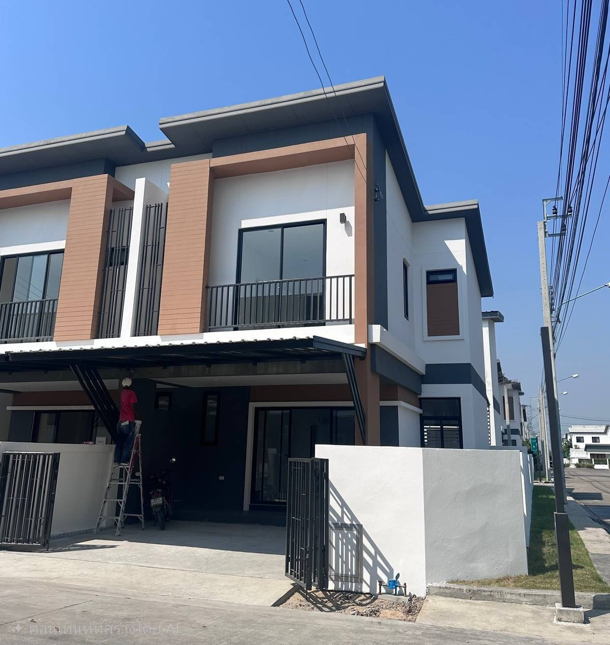 For RentTownhomeNonthaburi, Bang Yai, Bangbuathong : Townhome for rent, Viridian Prompt, near Jazz Green Village, Bang Bua Thong, just 1 minute.