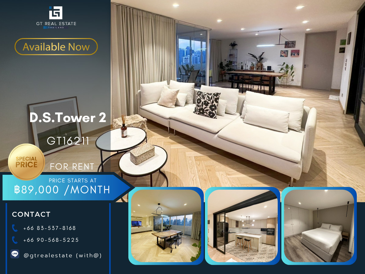 For RentCondoSukhumvit, Asoke, Thonglor : 💎 GT16211 | Condo D.S. Tower 2, convenient travel, has a shuttle, big, beautiful room, fully furnished. Ready for rent and sale!!