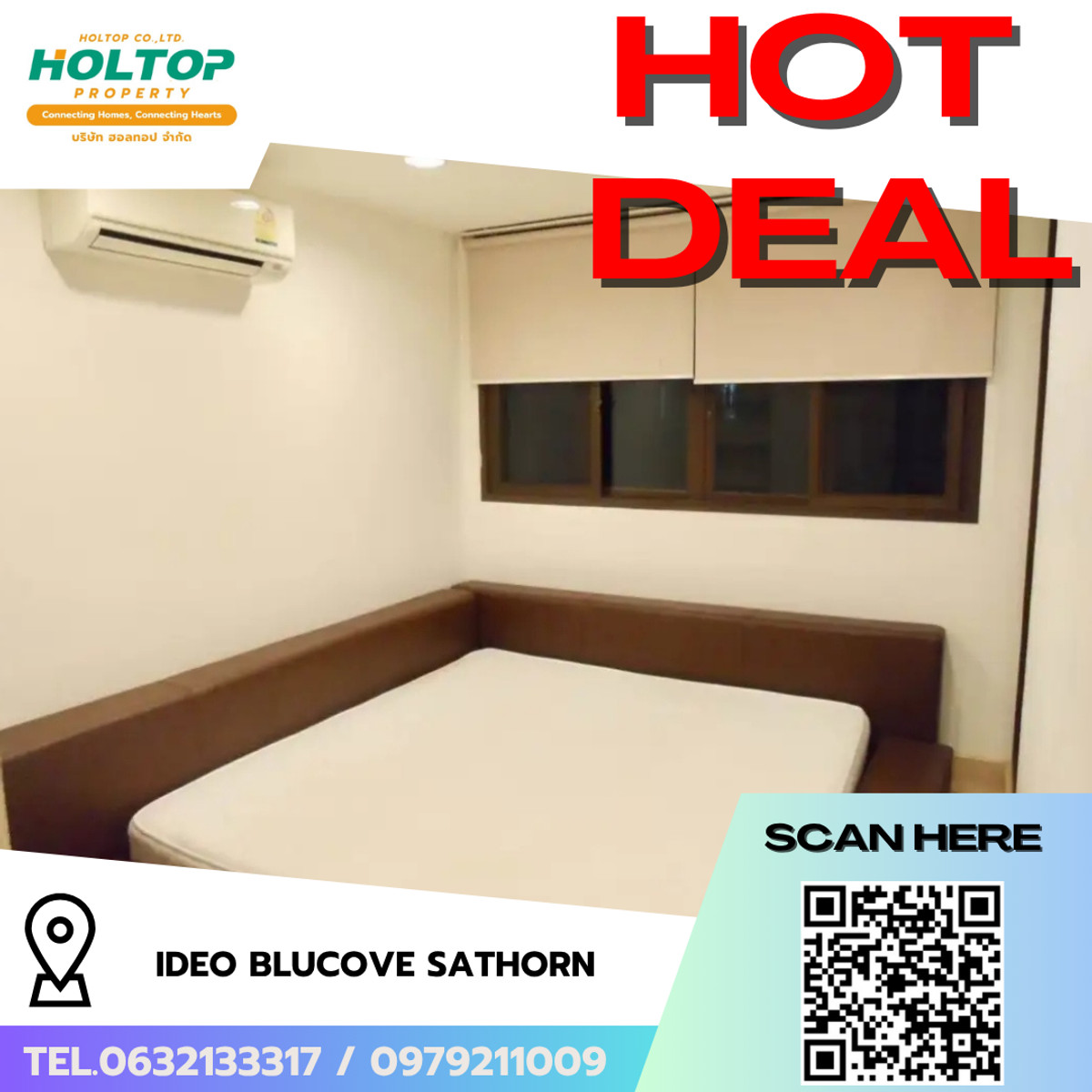 ให้เช่าคอนโดวงเวียนใหญ่ เจริญนคร : #L253🎉 40469 ให้เช่าคอนโด  ไอดีโอ บลูโคฟ สาทร