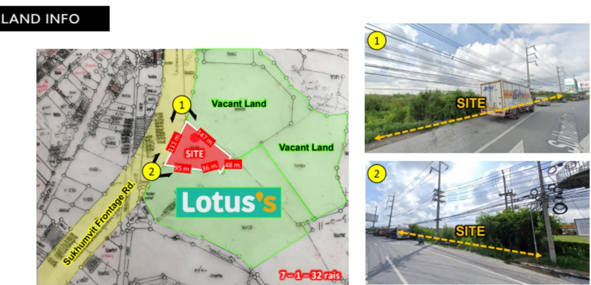 ขายที่ดินพัทยา บางแสน ชลบุรี สัตหีบ : 🔥 ขายที่ดิน 💖 โลตัส พลัสมอลล์ (อมตะนครฯ ชลบุรี) เนื้อที่ 7-1-32 ไร่