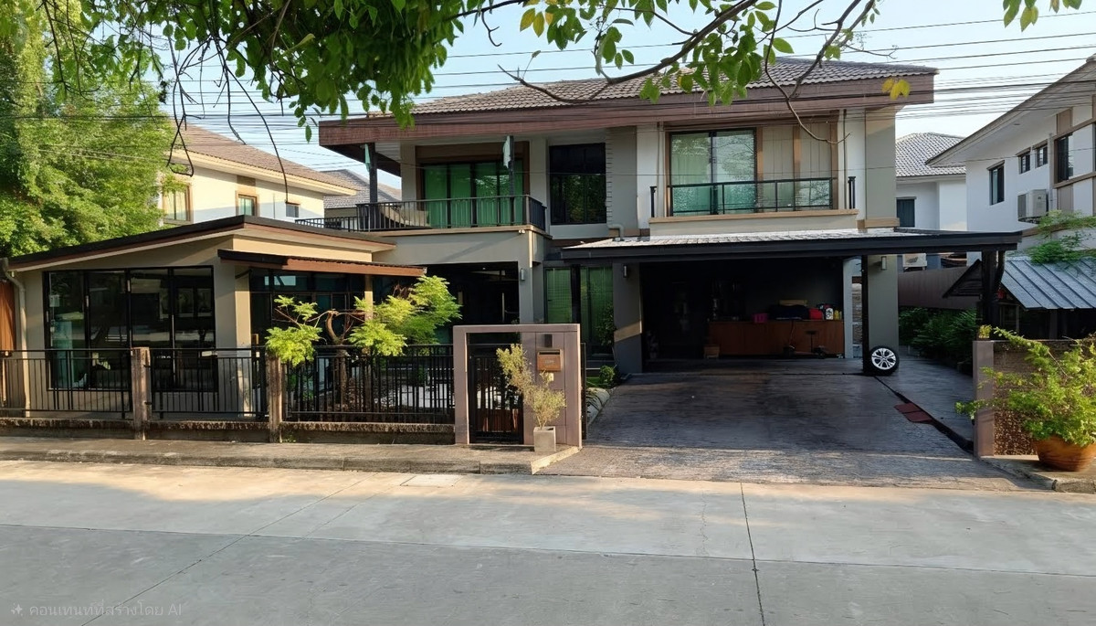 For RentHousePattanakan, Srinakarin : 🏡 Large luxury house for rent, garden front plot | Passorn Prestige Bangna-Suvarnabhumi Located on King Kaew main road, convenient travel, near Suvarnabhumi Airport.