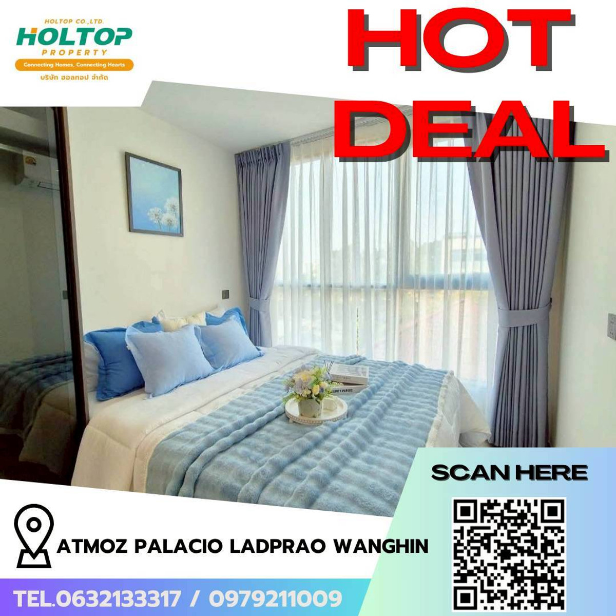 For RentCondoKasetsart, Ratchayothin : #L196 🎉 310369 Condo for rent Atmoz Palacio Ladprao Wanghin  