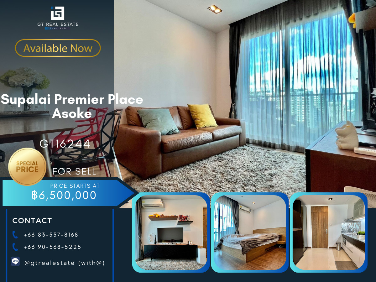 ขายคอนโดสุขุมวิท อโศก ทองหล่อ : 💎 GT16244  |  คอนโด Supalai Premier Place Asoke เดินทางสะดวก ใกล้รถไฟฟ้าเอ็มอาที มีรถรับส่ง ห้องแต่งสวย พร้อมขาย