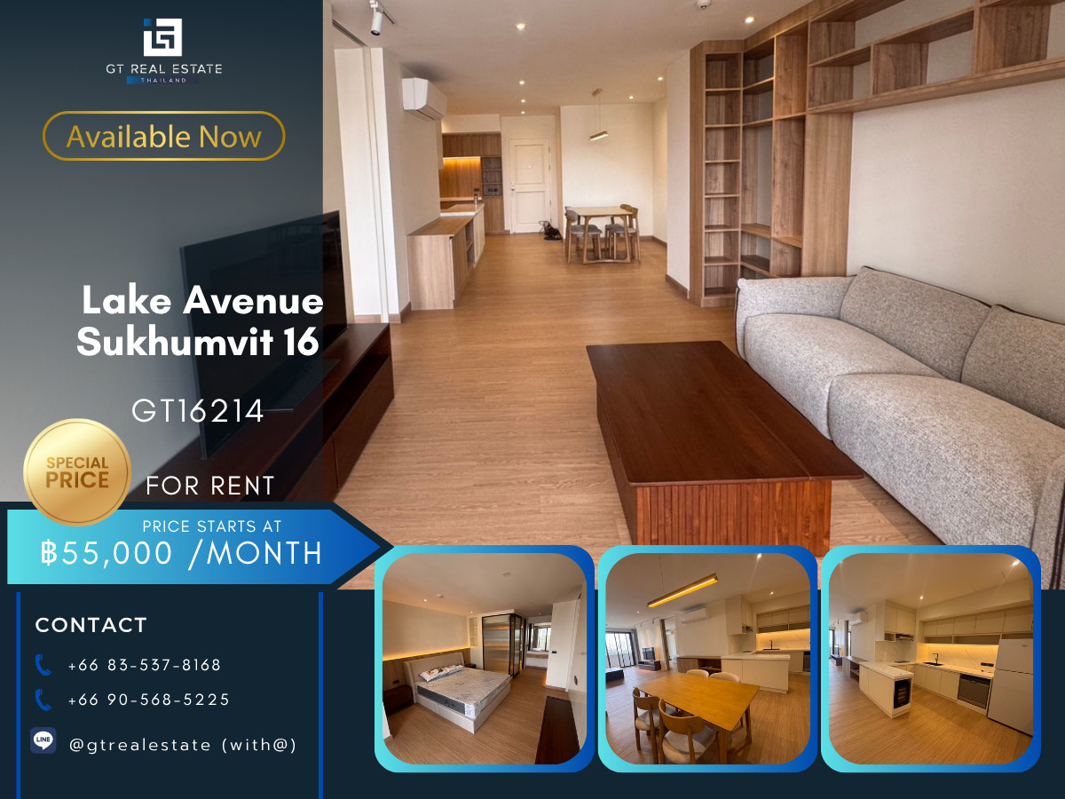 For RentCondoSukhumvit, Asoke, Thonglor : 💎 GT16214 | Condo Lake Avenue Sukhumvit 16, convenient travel, near BTS, there is a shuttle, beautiful room, fully furnished, ready to move in!!
