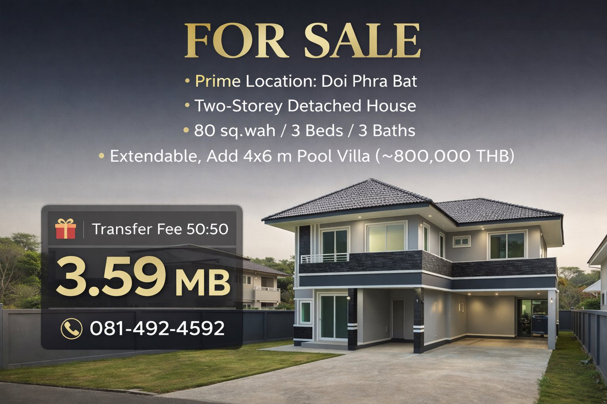 ขายบ้านเชียงราย : FOR SALE❤️บ้านเดี่ยวเจียงฮาย  ✨ บ้านเดี่ยว 2 ชั้น พร้อมอยู่ ทำเลดี ใกล้เมือง✅ ราคา 3.59 ลบ.เท่านั้น