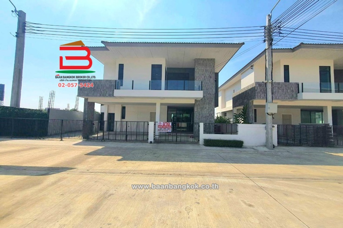 For SaleHouseNonthaburi, Bang Yai, Bangbuathong : Single house on the edge of the Esgate Premium Ratchaphruek-346 project (Soi Wat Tha Kwian), area 103 sq m., near Robinson Lifestyle Ratchaphruek, Ratchaphruek Road, Khlong Khoi Subdistrict, Pak Kret District. Nonthaburi Province
