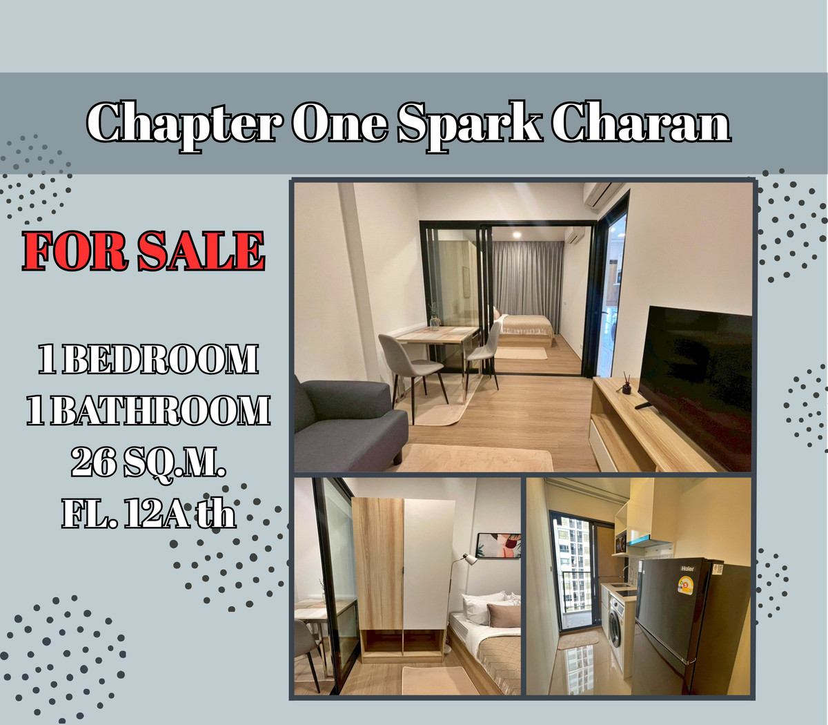 For RentCondoPinklao, Charansanitwong : 💎 Special Offer for Rent Chapter One Spark Charan Beautifully decorated, fully furnished, move-in ready.