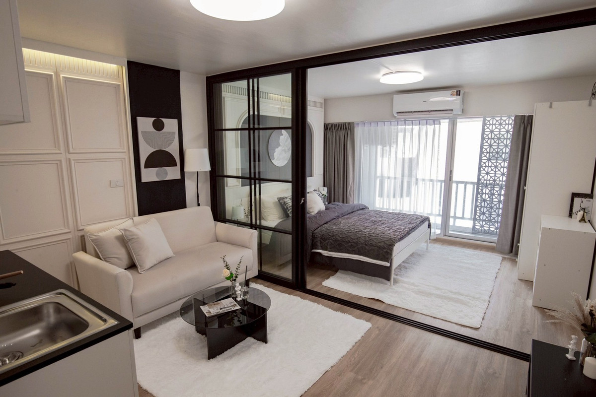 For SaleCondoLadprao101, Happy Land, The Mall Bang Kapi : sell !! Condo for sale City Villa Lat Phrao 130 with full furniture.