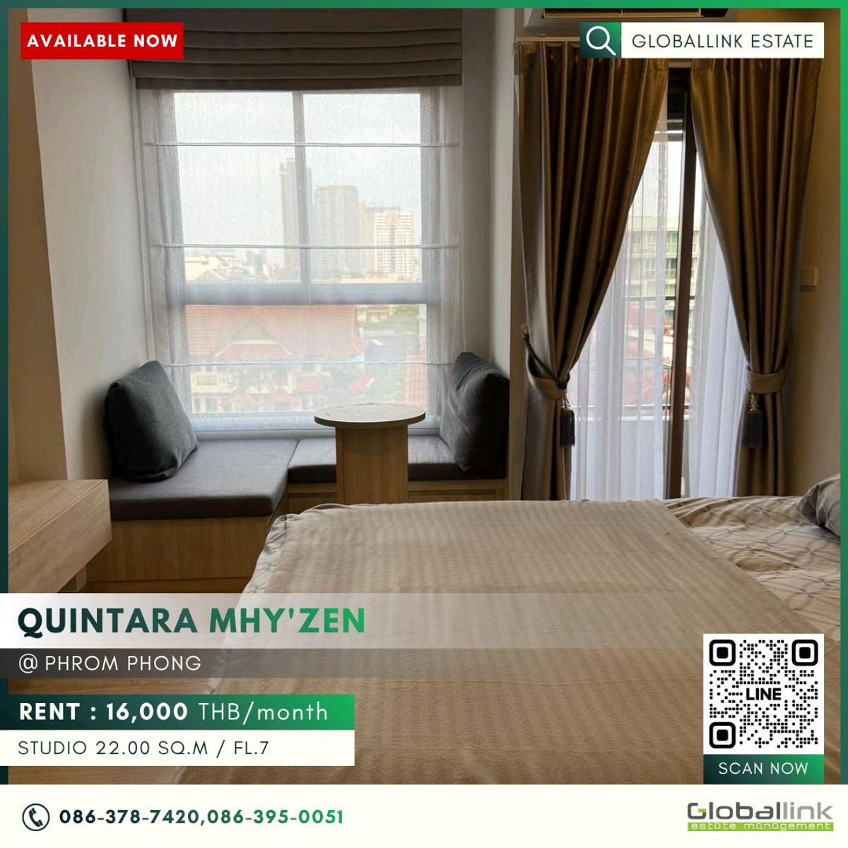 ให้เช่าคอนโดสุขุมวิท อโศก ทองหล่อ : GBL2384 ปล่อยเช่า!!
ชื่อโครงการ ควินทารา มาย'เซน พร้อมพงษ์
(Quintara MHy'ZEN Phrom Phong)