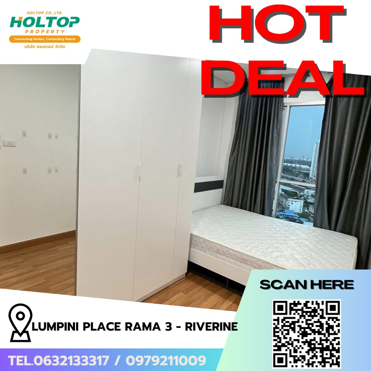 For RentCondoRama3 (Riverside),Satupadit : #R9756 🎉 250369 Condo for rent: Lumpini Place Rama 3 - Riverine (Previous code R6258)