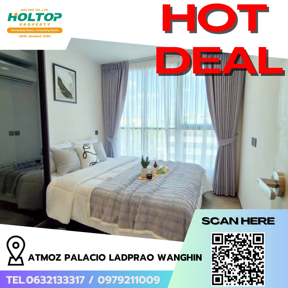 For RentCondoKasetsart, Ratchayothin : #R9778 🎉 280369 Condo for rent Atmoz Palacio Ladprao Wanghin.