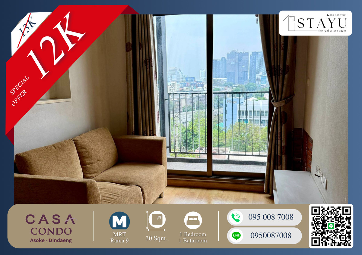 For RentCondoRama9, Petchburi, RCA : 🔥🔥 Owner selling at a loss!! Best price in the building!! Great value for anyone who gets it!! Fully furnished!! Ready to move in!! Casa Condo Asoke Dindaeng, near MRT Rama 9. Contact urgently before it’s gone!! 🔥🔥