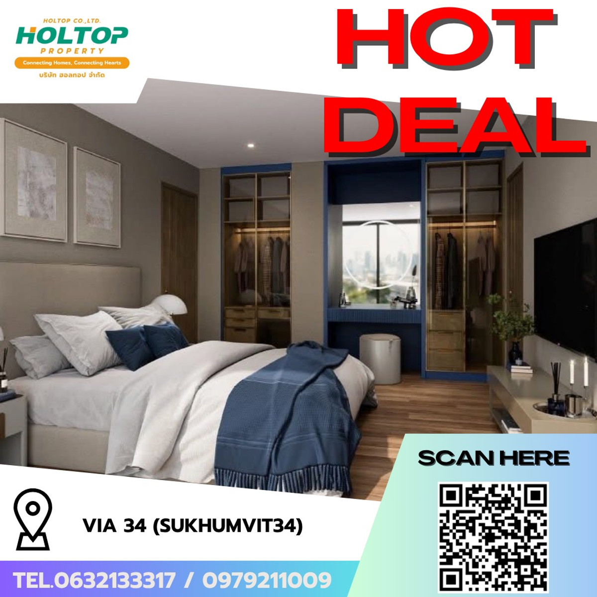 ให้เช่าคอนโดสุขุมวิท อโศก ทองหล่อ : #R9762 🎉 250369 ให้เช่าคอนโด Via 34 (Sukhumvit34)