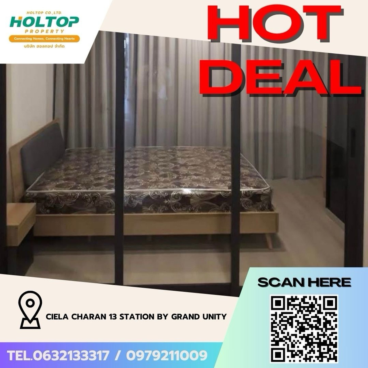 ให้เช่าคอนโดปิ่นเกล้า จรัญสนิทวงศ์ : #Z5120💥 250369 🔥ให้เช่าคอนโด CIELA Charan 13 Station by Grand Unity (รหัสเดิมS2934) 