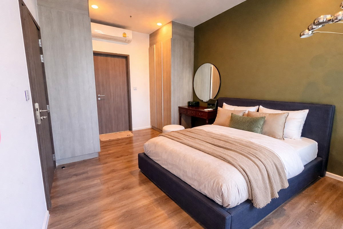 For RentCondoOnnut, Udomsuk : 🌟Condo corner room, high floor | 1 bedroom plus | Wisdom Essence Sukhumvit, special corner room, 32nd floor, open view, good natural light.