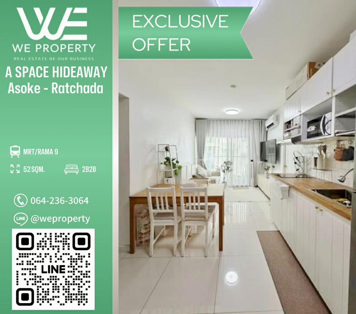 For SaleCondoRama9, Petchburi, RCA : 2 bedrooms, cozy minimal style room, best price in the project!!⭐️A Space Hideaway Asoke-Ratchada (A Space Hideaway Asoke-Ratchada)