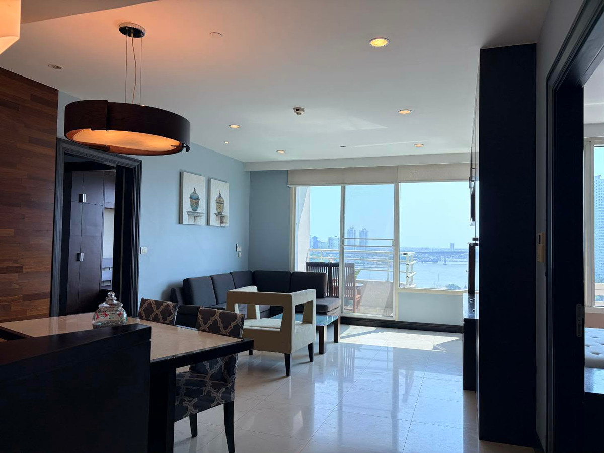 For RentCondo : ให้เช่า คอนโด Watermark Chaopraya River (เห็นแม่น้ำเจ้าพระยาทุกมุมห้อง) ขนาด 94 ตร.ม. 2 ห้องนอน 2 ห้องน้ำ ตกแต่งโทนสีอบอุ่น เฟอร์นิเจอร์ครบ