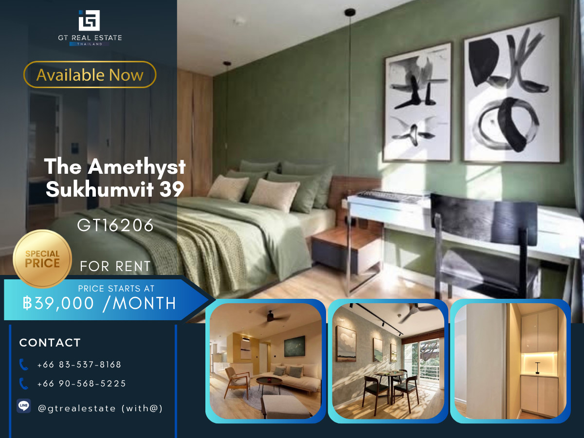 For RentCondoSukhumvit, Asoke, Thonglor : 💎 GT16206 | Condo The Amethyst Sukhumvit 39, convenient travel, near BTS, there is a shuttle, the room is very beautifully decorated. Fully furnished, ready to move in!!