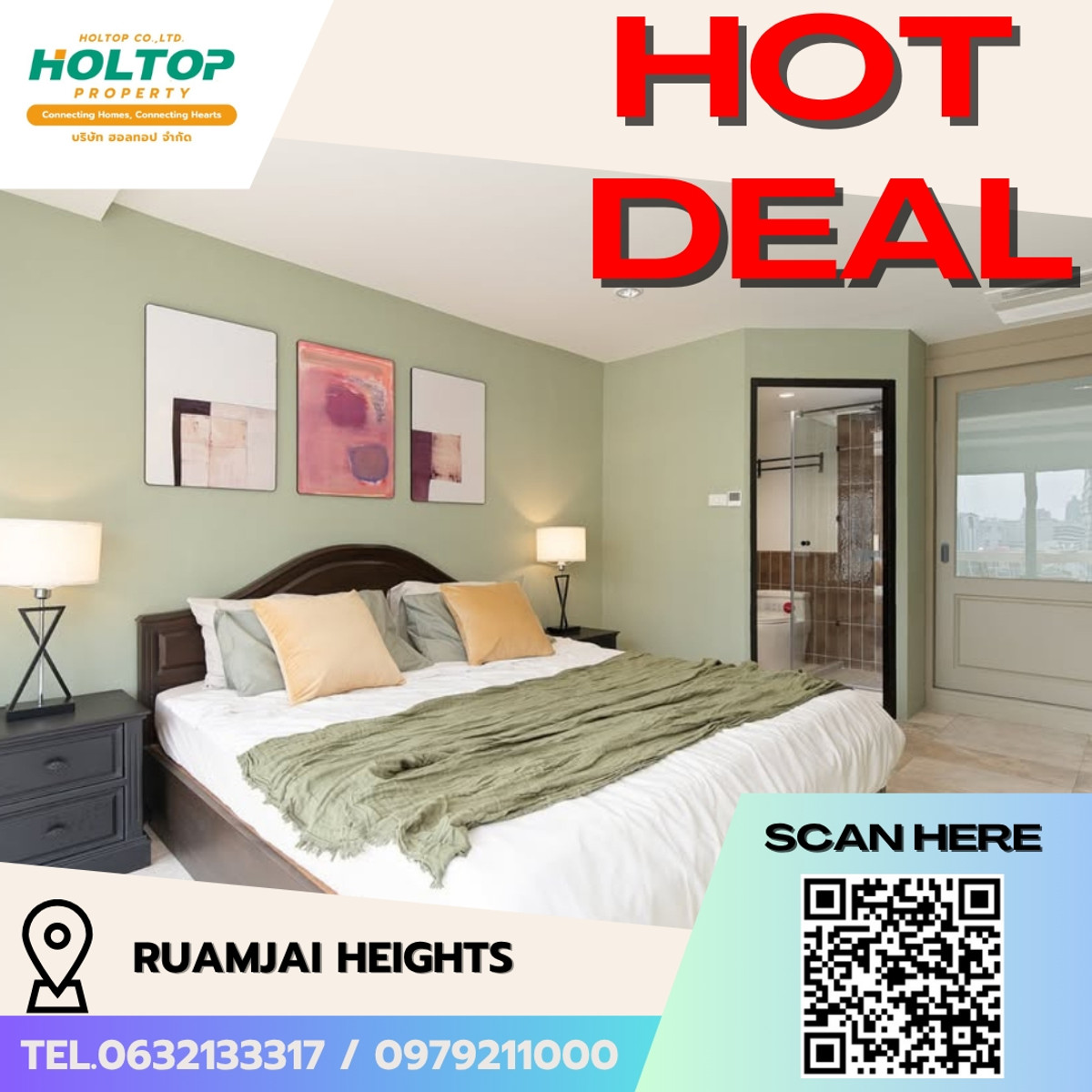 ให้เช่าคอนโดสุขุมวิท อโศก ทองหล่อ : #E343🎉020469 ให้เช่าคอนโด Ruamjai Heights