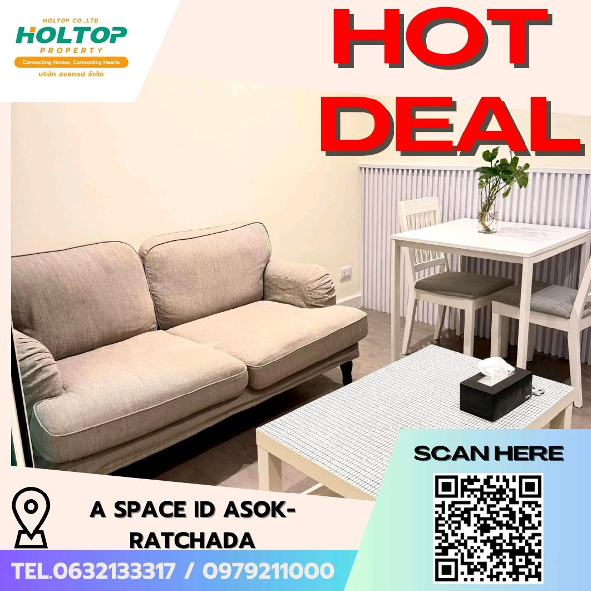 For RentCondoRama9, Petchburi, RCA : #E163 🎉 240369 Condo for Rent: A Space ID Asok-Ratchada