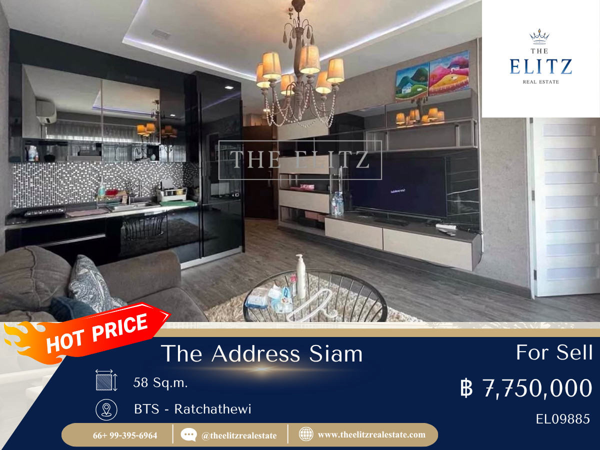 For SaleCondoRatchathewi,Phayathai : ✨ The charm of Timeless Luxury ✨ The Address Siam, the room is in neat condition. Premium materials Premium and private neighborhood society 🎉