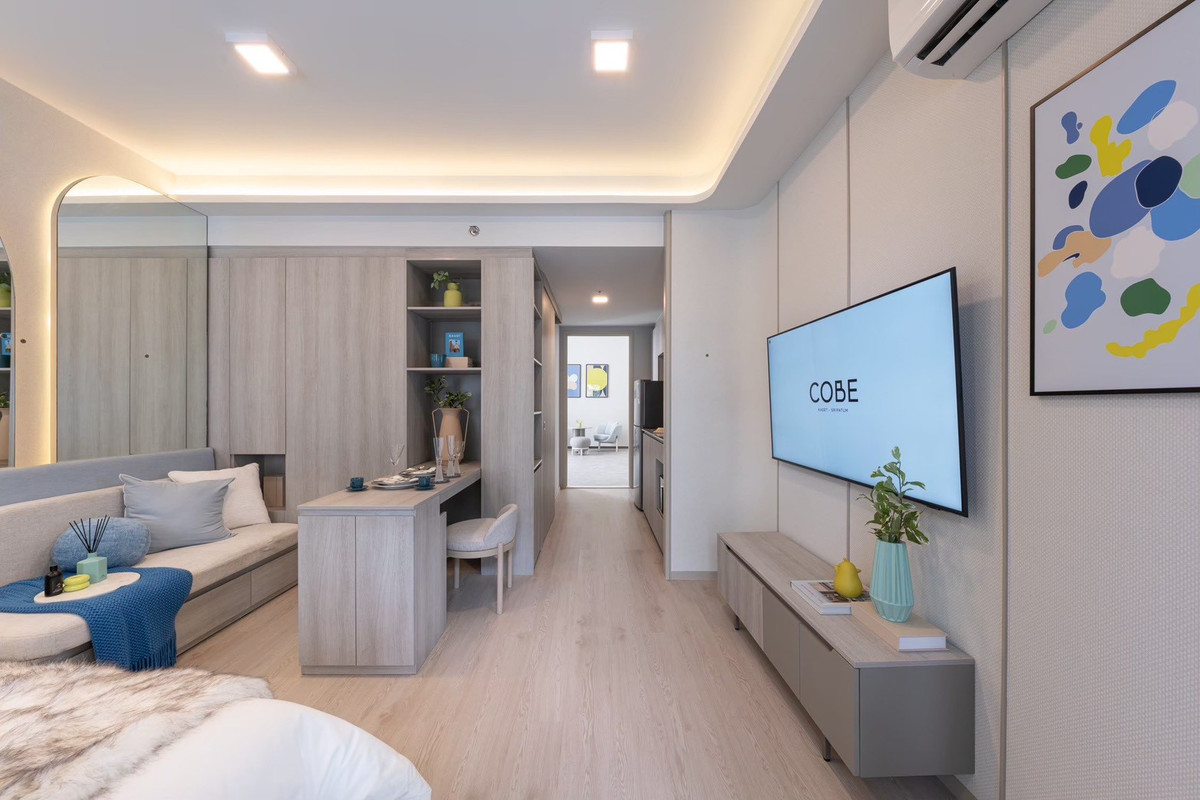 For SaleCondoKasetsart, Ratchayothin : [0 meters to BTS!] Condo for sale COBE Kaset-Sripatum, new room, Studio, high floor, beautiful view, fully furnished, ready to move in 24 hours!