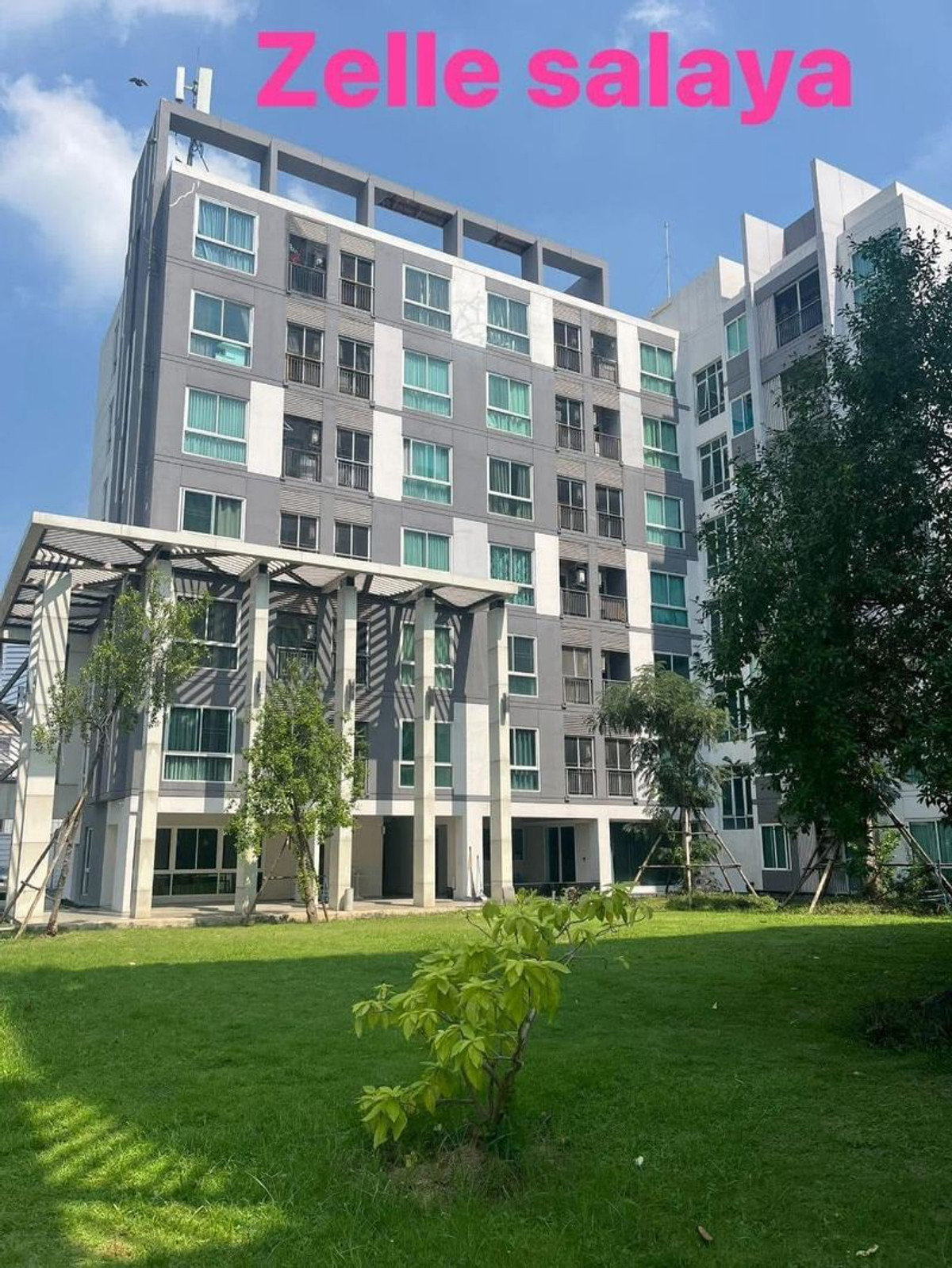 ให้เช่าคอนโดพุทธมณฑล ศาลายา : ให้เช่า Zelle Salaya Condo อาคาร 6 ชั้น 4 ห้องมุม วิวสวน เนื้อที่ 44 ตารางเมตร 2 ห้องนอน ตำบลศาลายา อำเภอพุทธมณฑล จังหวัดนครปฐม 