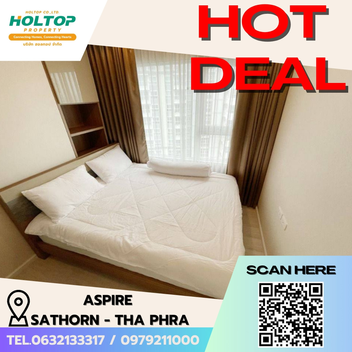 For RentCondoThaphra, Talat Phlu, Wutthakat : #E377 (Previous code S2924) 🎉 06/04/69 Condo for rent at Aspire Sathorn - Tha Phra