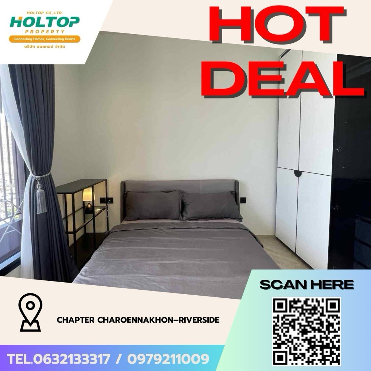 For RentCondoWongwianyai, Charoennakor : #Z5152💥 060469 🔥Condo for rent Chapter Charoennakhon–Riverside (old code Z2706)