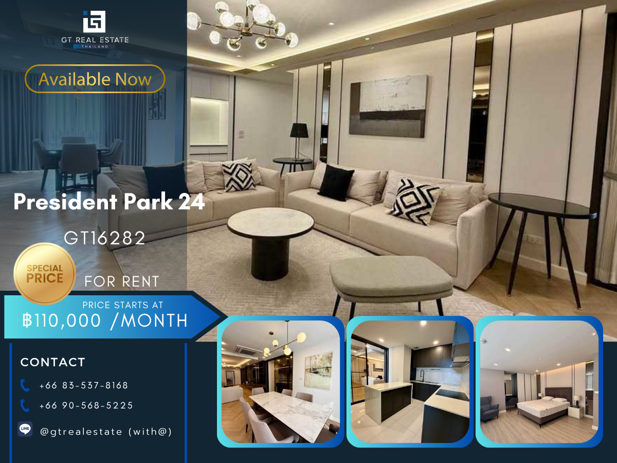 For RentCondoSukhumvit, Asoke, Thonglor : 💎 GT16282 | For rent and sale at President Park 24, convenient travel, close to the BTS, there is a shuttle, the room is very beautifully decorated. Fully furnished, ready to move in!!