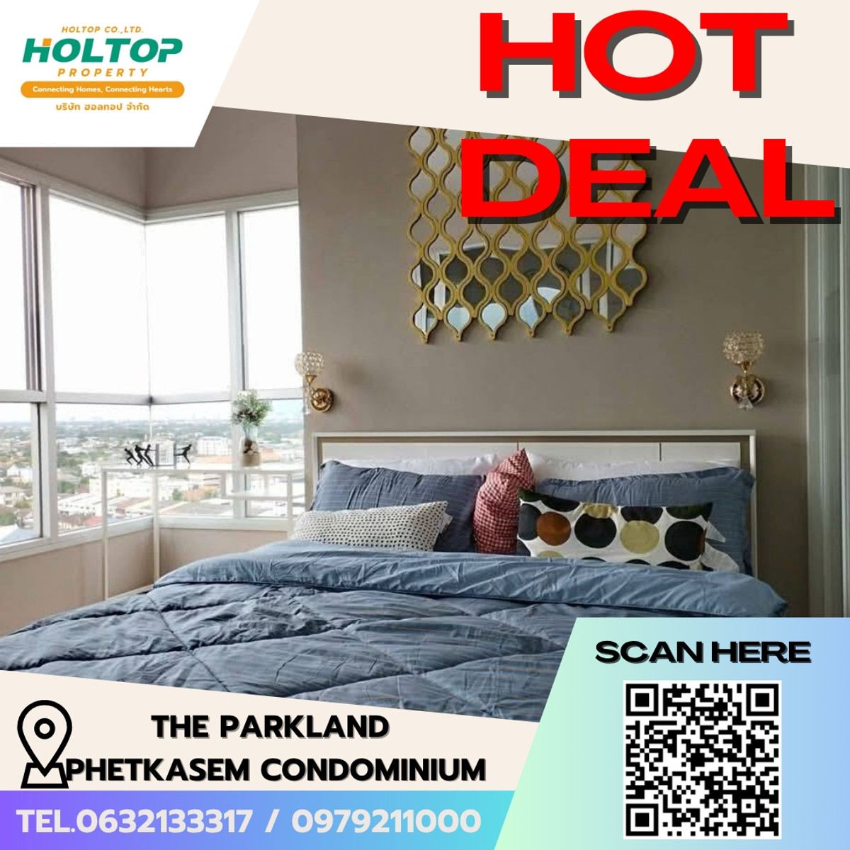 For RentCondoBang kae, Phetkasem : #E325 (previous code S2323) 🎉 020469 Condo for Rent at The Parkland Phetkasem Condominium