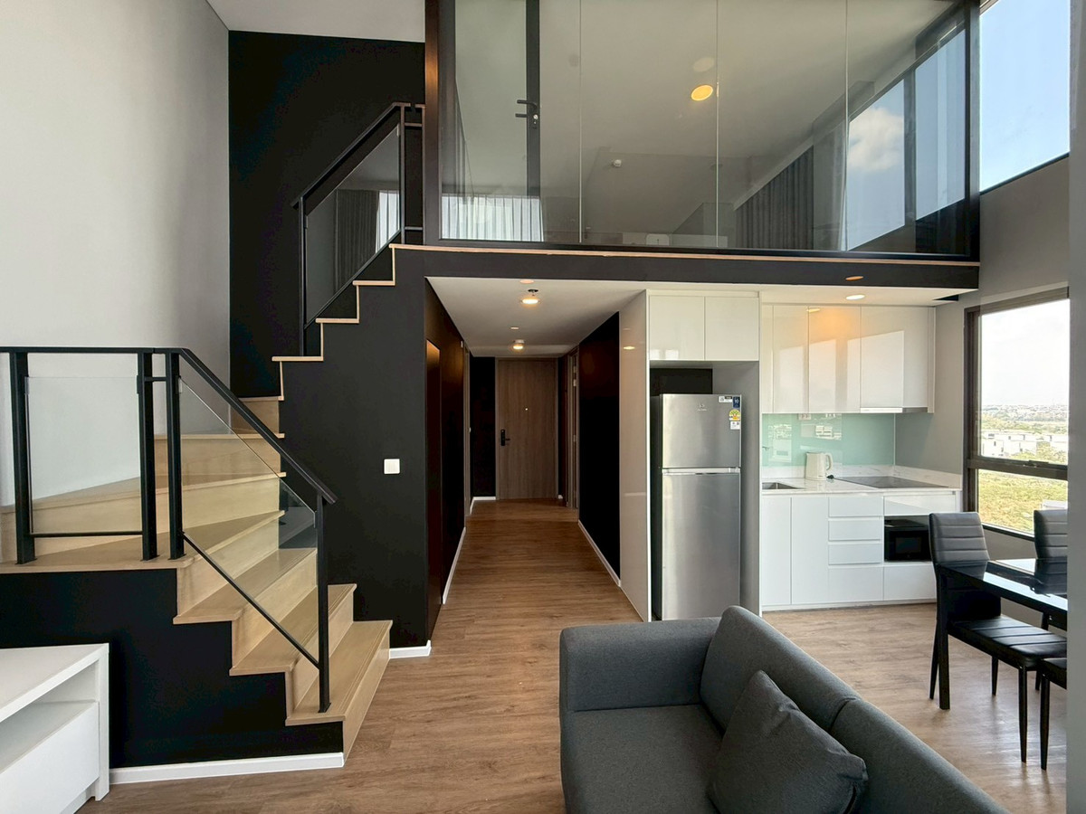 For RentCondoRama9, Petchburi, RCA : For rent, 2 bedrooms, Duplex style, next to Rama 9 Road, large central area, fully furnished.