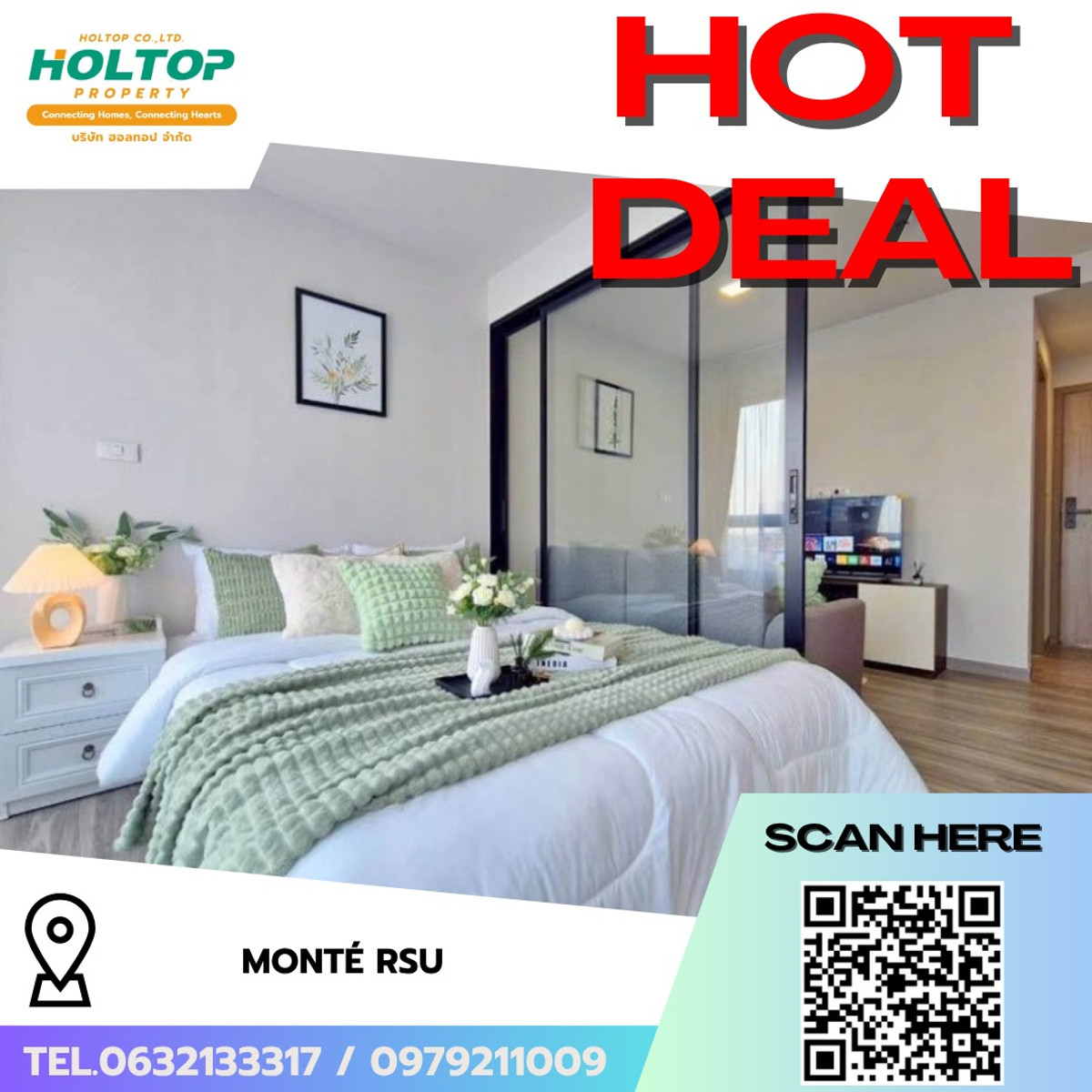 For RentCondoPathum Thani,Rangsit, Thammasat : #R9791 🎉 290369 Condo for rent Monté RSU.