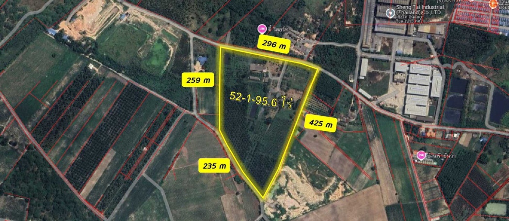 ขายที่ดินพัทยา บางแสน ชลบุรี สัตหีบ : ขาย ที่ดิน ผังสีส้มลาย ศักยภาพสูง 52 ไร่ 1 งาน 95 ตรว