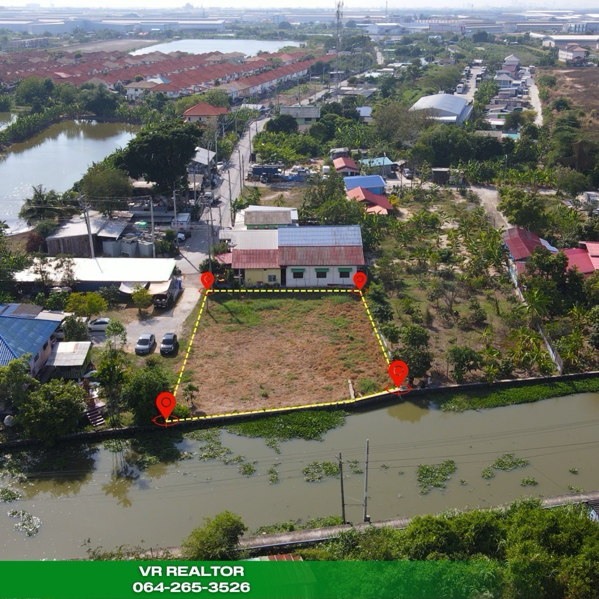 For SaleLandSamut Prakan,Samrong : Waterfront land for sale, Bangna-Trad KM.25, near ABAC Bangna.