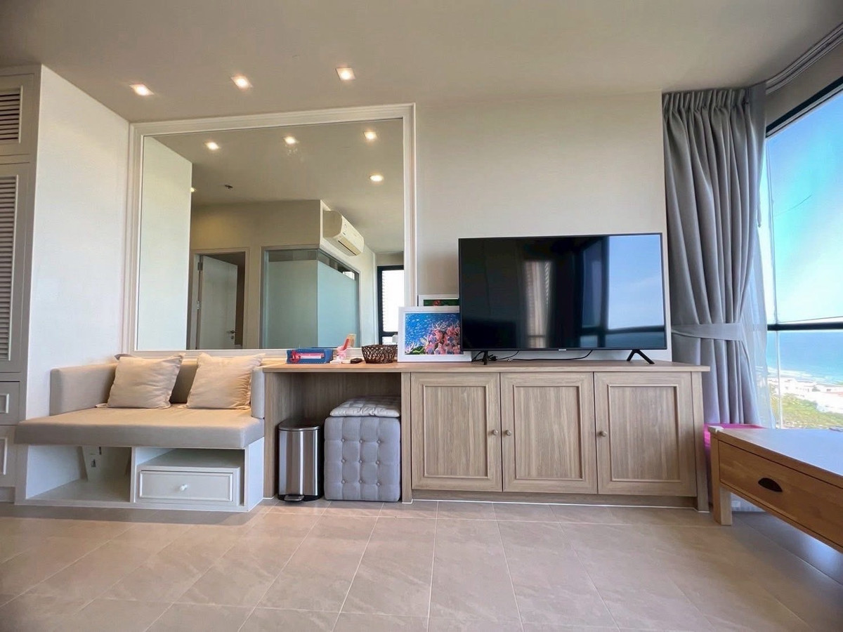 For SaleCondoCha-am Phetchaburi : Baan Thew-Talay Blue Sapphire Condo for Sale 3 Bedroom 158 sq.m 180 Degree Sea View Large Balcony Beachfront Next to Baba Beach Club Cha-am Hua Hin