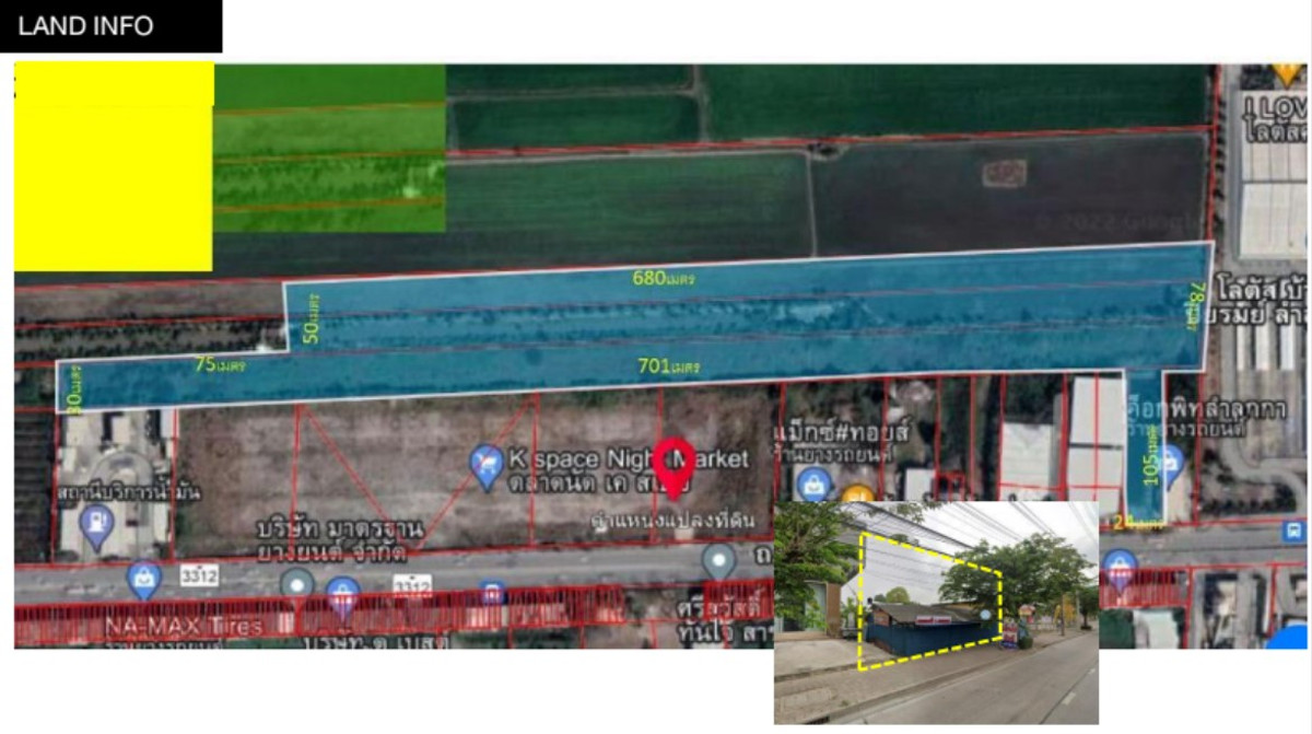 For SaleLandPathum Thani,Rangsit, Thammasat : Land near Lam Luk Ka Road Traveling Sai Mai - Rangsit is convenient.