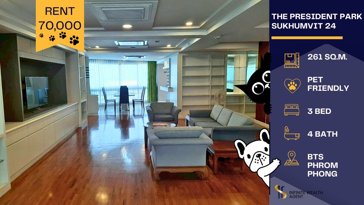 For RentCondoSukhumvit, Asoke, Thonglor : 🌆 For Rent: President Parkview Tower | Spacious 3 Bed with River View 🌆 Enjoy comfortable living like a home with a premium Chao Phraya River view 🌊✨