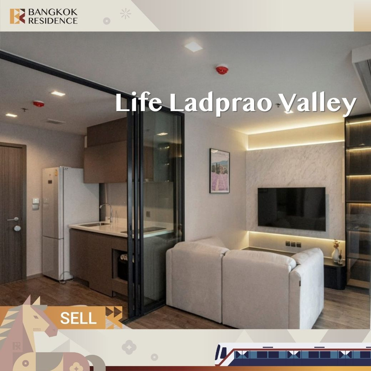 For SaleCondoLadprao, Central Ladprao : 🌠✨ Beautiful Fully Furnished Unit at Life Ladprao Valley 🚆 Near Bts Ha Yaek Lat Phrao