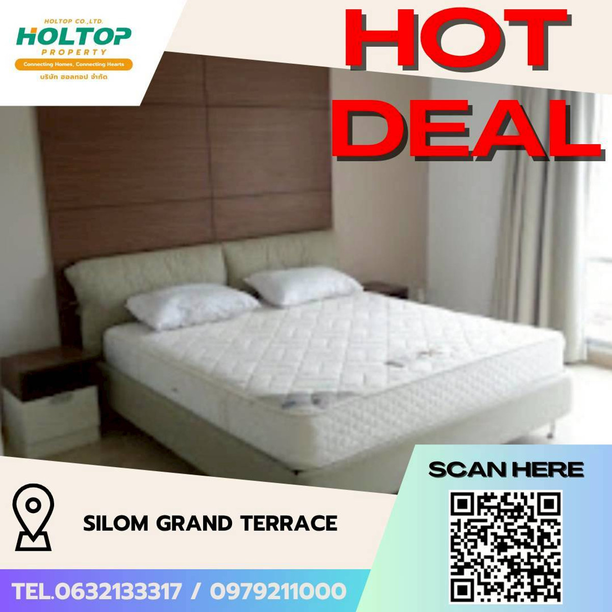 ให้เช่าคอนโดสีลม ศาลาแดง บางรัก : #L152🎉240369 คอนโดให้เช่า สีลม แกรนด์ เทอเรซ