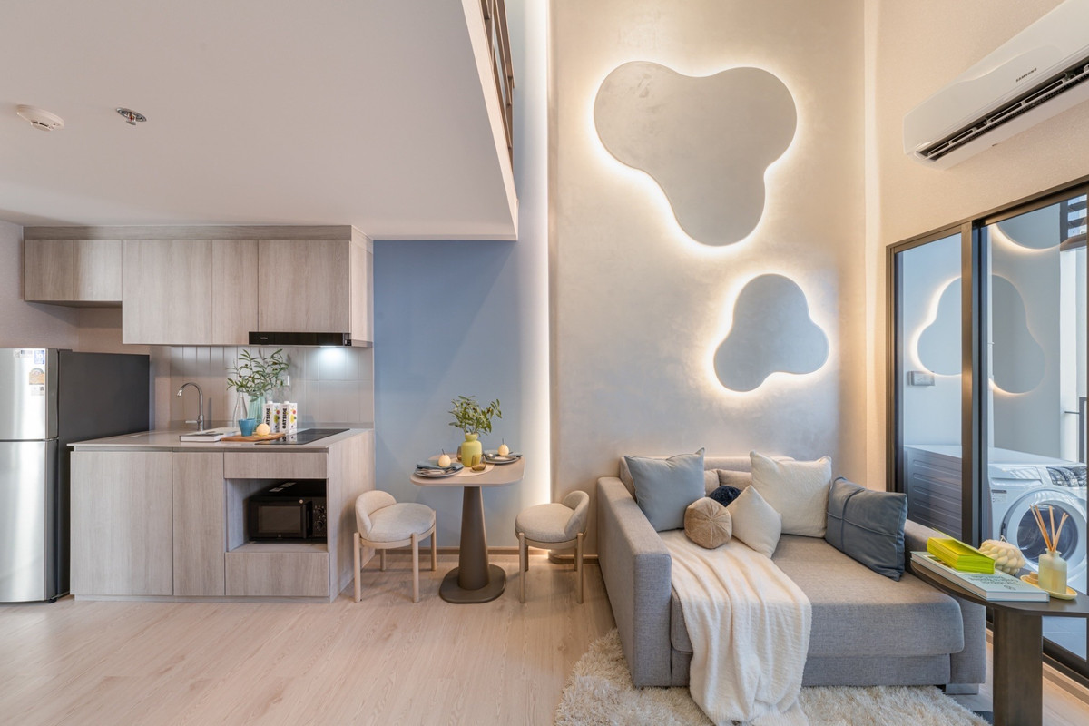 For SaleCondoKasetsart, Ratchayothin : [RARE ITEM 21st floor] Loft, ceiling height 4.7 meters, next to BTS Bang Bua 0 meters! COBE Kaset-Sripatum, new room, beautiful view, central area, 24 hrs.