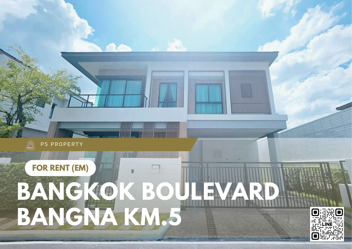 For RentHouseBangna, Bearing, Lasalle : Detached house for rent ✨ Bangkok Boulevard Bangna KM.5 ✨ 4 bedrooms, 4 bathrooms, North facing, fully furnished and equipped with appliances.