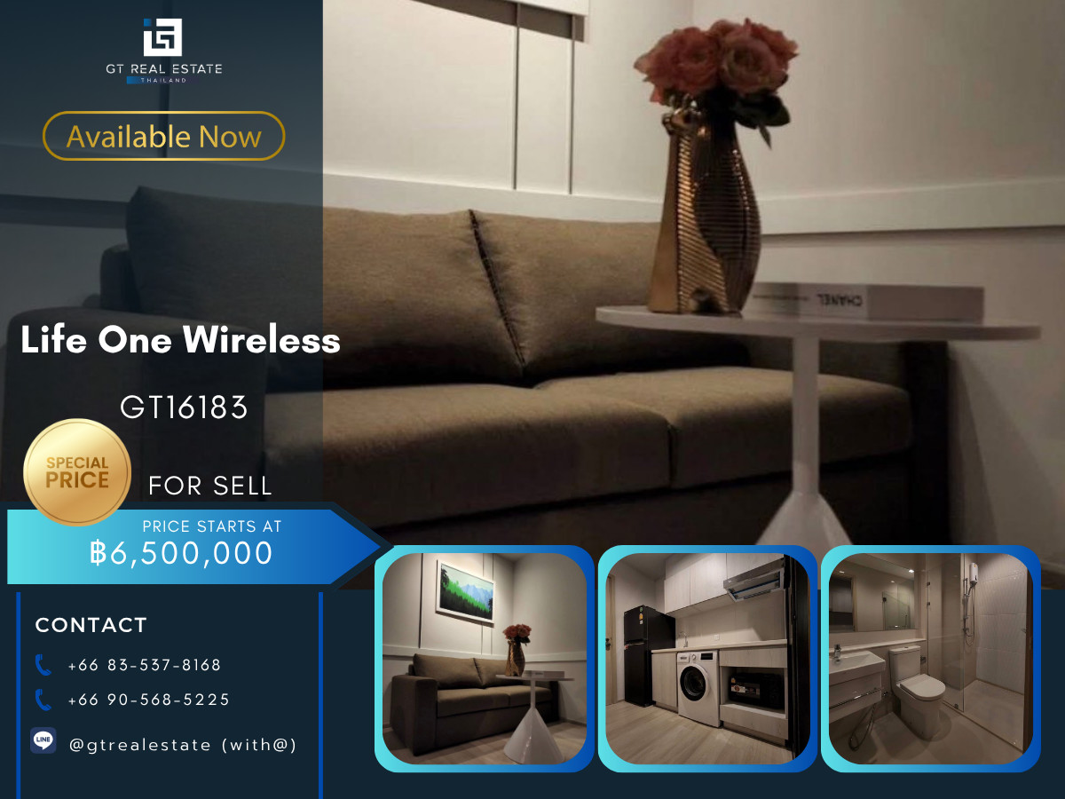 ขายคอนโดวิทยุ ชิดลม หลังสวน : 💎 GT16183 |  คอนโด Life One Wireless เดินทางสะดวก ใกล้รถไฟฟ้าบีทีเอส มีรถรับส่ง เฟอร์นิเจอร์ครบ พร้อมขาย!!