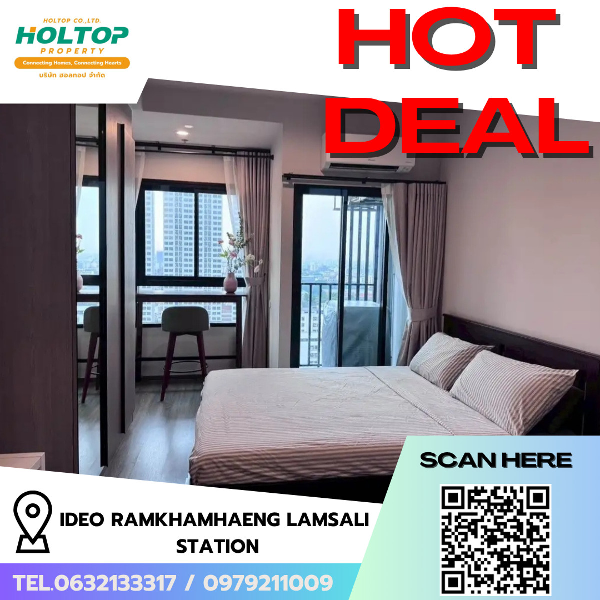 For RentCondoSeri Thai, Ramkhamhaeng Nida : #L228🎉 010469 Condo for rent Ideo Ramkhamhaeng Lamsali Station  