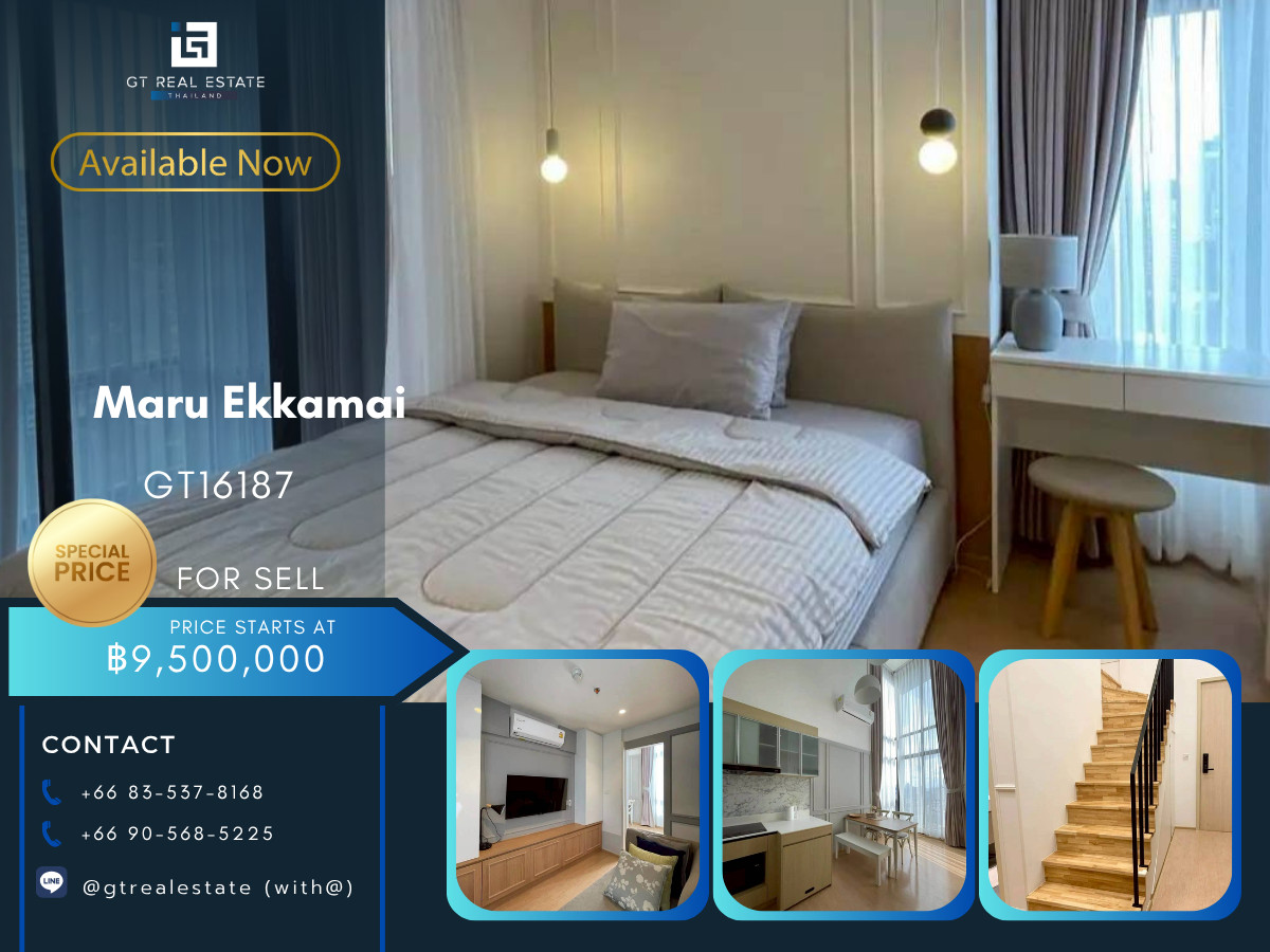 For SaleCondoSukhumvit, Asoke, Thonglor : 💎 GT16187 | Condo ready for sale at Maru Ekkamai, convenient travel, near BTS, shuttle available, beautifully decorated room, fully furnished!!